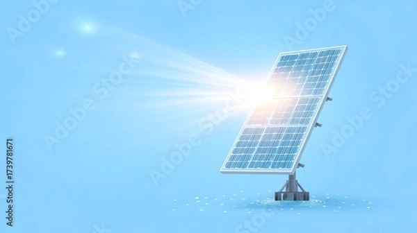 Fototapeta Solar panels floating on water surface with bright sunlight reflections,