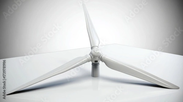 Fototapeta A sleek modern wind turbine blade model isolated on a neutral gray background showcases clean lines and precise angles r