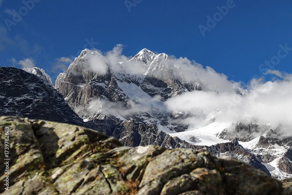 Obraz Piz Argient, Piz Zupò and Piz Roseg in the Bernina massif, Alps landscape
