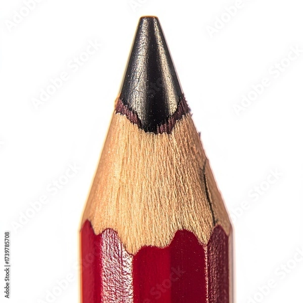 Obraz Macro image of a sharpened wooden pencil showing graphite and wood grain details