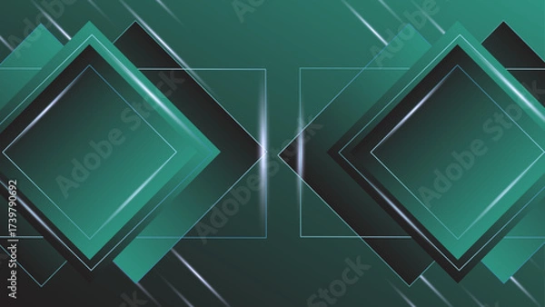 Obraz geometric dark green background