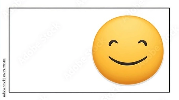 Fototapeta A cheerful yellow smiley face emoji with a wide grin, set against a plain background for engaging digital content