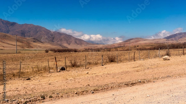 Fototapeta landscape view of Tafi del valle, Tucuman in a warm spring morning