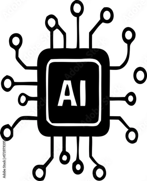 Obraz AI Processor vector icon for websites and mobile minimalistic flat design. 