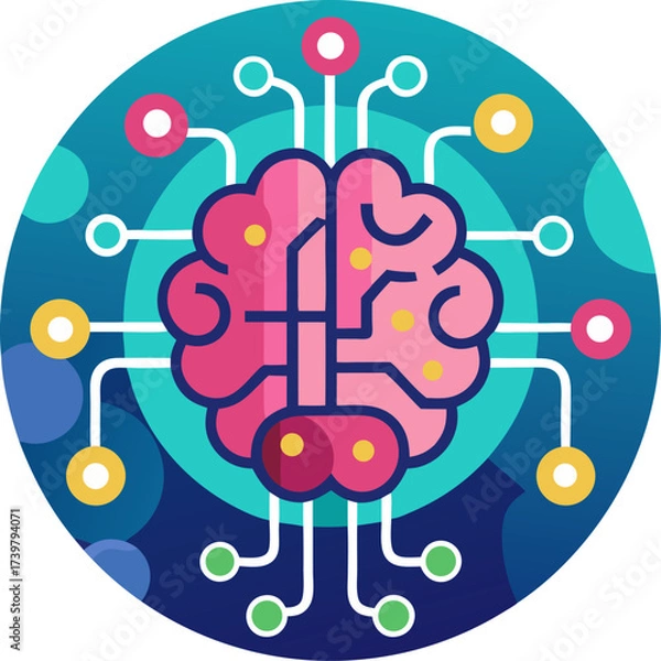 Obraz Modern ai brain chip icon silhouette design representing artificial intelligence technology