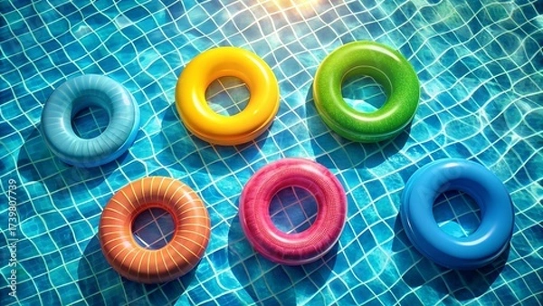 Fototapeta Modern Summer Background with Inflatable Rings