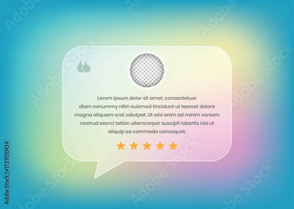 Fototapeta Colorful Gradient Client Review and Testimonial Design with Speech Bubble and Stars