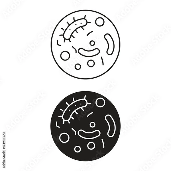 Obraz Probiotics Bacteria Icon Set. Probiotic Microbes Line Icons ? Isolated on White..eps