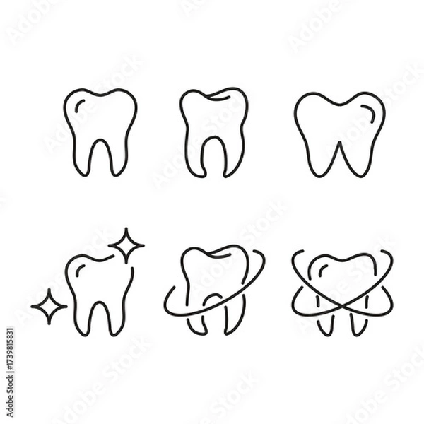 Obraz Tooth and Dentistry Icon Set ? Dental Health, Strong and Clean Teeth Vector Symbols on White Background.eps