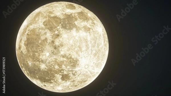 Fototapeta Lunar Astronomy Vistas: Full Moon Craters, Dark Night Skies, 3D Lunar Surface Orbits & Abstract Moonlight Backgrounds