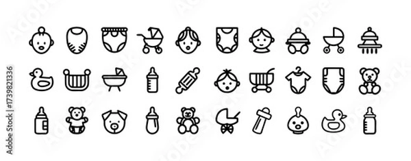 Fototapeta Collection of hand drawn baby icons and symbols for design