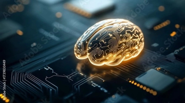 Fototapeta Innovative technology integrating ai and neural networks futuristic lab digital art sci-fi environment close-up view conceptual visualization