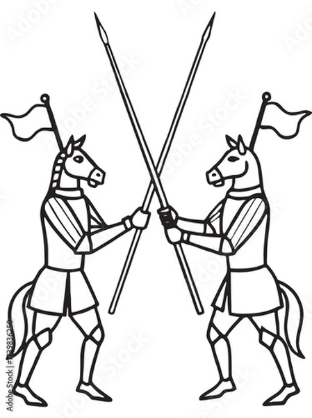 Fototapeta Two Knights In Shining Armor Face Outline
