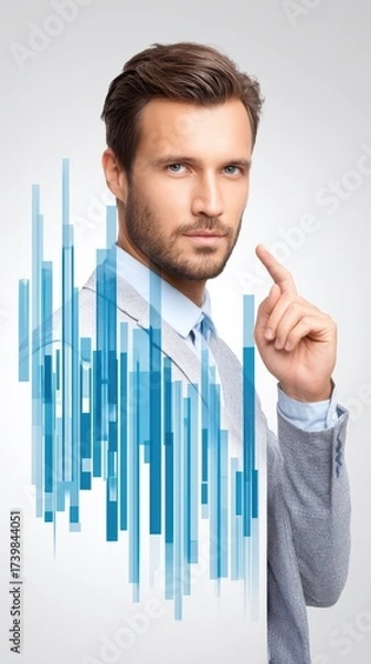 Fototapeta Man gestures points finger directly at camera male subject makes direct pointing gesture towards camera lens creating viewer engagement