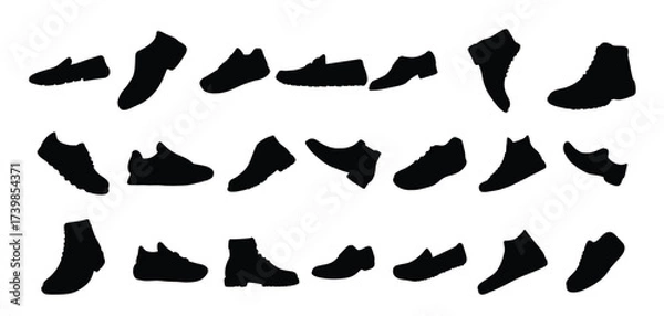 Obraz  collection of silhouette illustrations of types of men s shoes