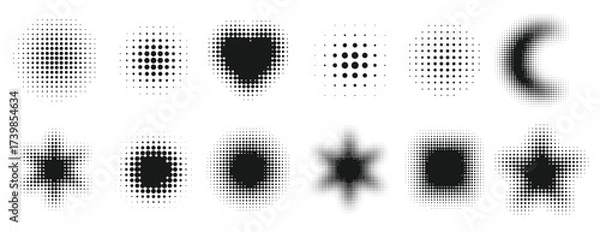 Obraz collection of various vector halftone shapes gradient dots 