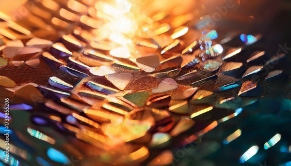 Fototapeta abstract background featuring light refraction on a metallic surface