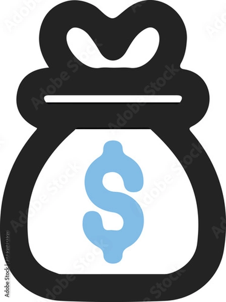 Fototapeta A Graphic Depiction of a Money Bag Featuring a Light Blue Dollar Sign in a Bold and Simple Style
