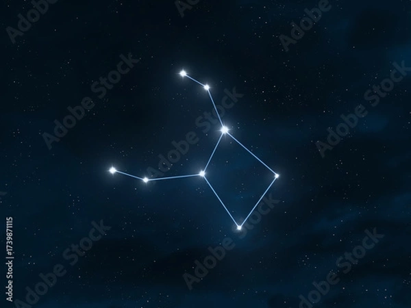 Fototapeta Constellation Crater in the starry night sky. Bright stars connected by lines. Astrological image.