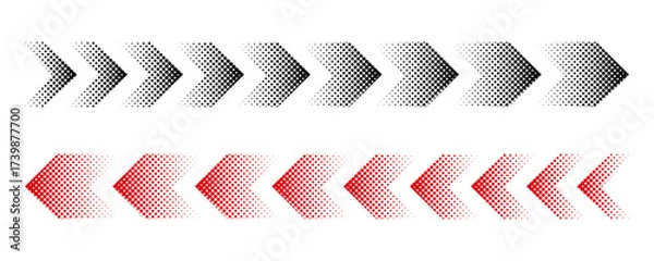 Fototapeta Halftone moving arrow representing speed, acceleration, fast vector illustration.