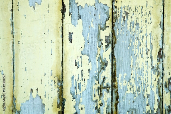 Fototapeta Weathered Wooden Plank Background with Peeling Paint and Texture