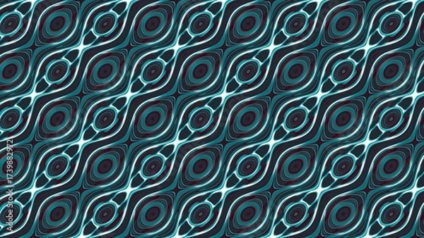 Fototapeta Intricate diagonal pattern with teal, dark blue, and white swirling lines. Suitable for contemporary designs, eye-catching textiles, or abstract digital art.