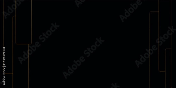 Fototapeta Dark black and gold lines luxury premium background. black abstract background with blank space for text. Modern element for banner, presentation design