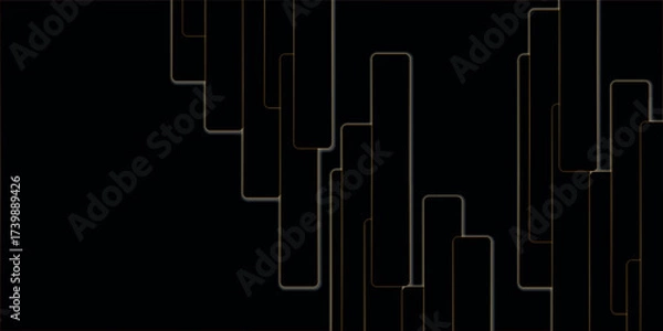 Fototapeta Dark black and gold lines luxury premium background. black abstract background with blank space for text. Modern element for banner, presentation design
