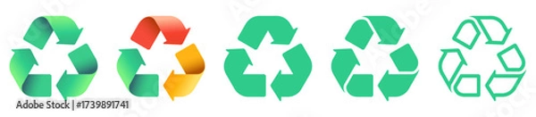 Obraz Recycle icons set. Gradient, colored, outlined.