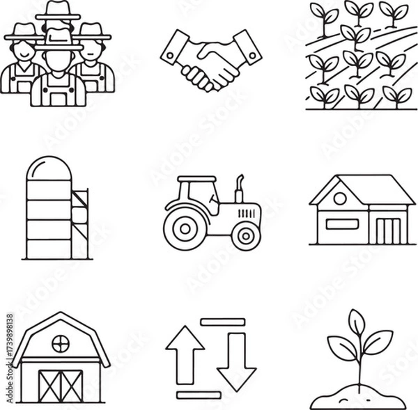 Obraz Farming and agriculture related icons isolated on white background