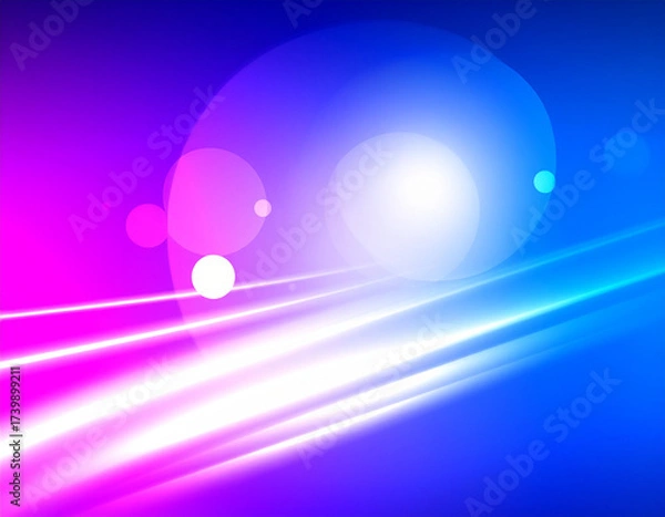 Fototapeta Background of abstract shiny white lines and silhouettes of blue, pink and violet, illustration. AI