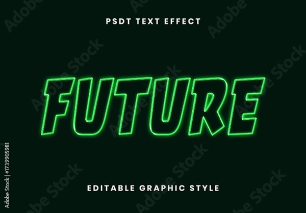 Fototapeta Green Techno Laser Glow Text Effect Neon Outline Font