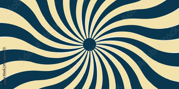 Fototapeta Abstract background with rays retro starburst. Funky ray elements, circle motifs. Curve smoothly, forming swirling vortex effect.Dynamic spiral effect reminiscent of retro candy swirls or vintage...