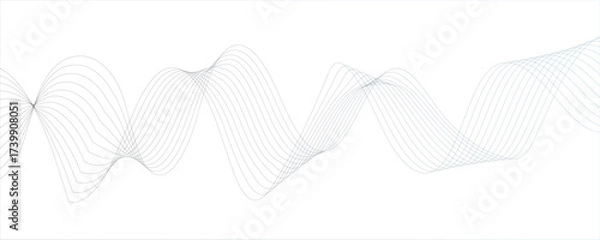 Fototapeta Abstract monochrome background with flowing wave lines with geometric mesh patterns. Futuristic energy sound waves technology curve flow wave. Curvs depth and motion technology.