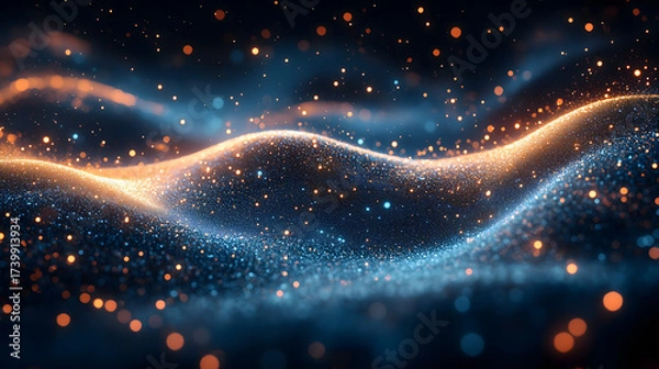 Fototapeta Sparkling waves of cosmic energy illuminate a futuristic path through vibrant stardust.