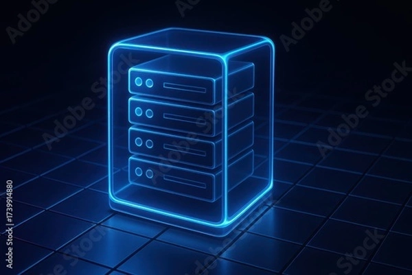 Fototapeta Data storage revolution advanced server technology digital era graphic design futuristic 3d viewpoint