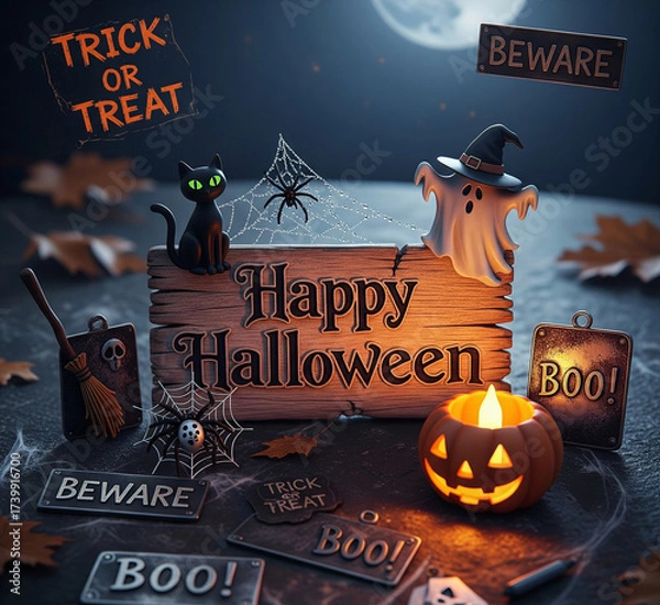 Obraz halloween background with pumpkin