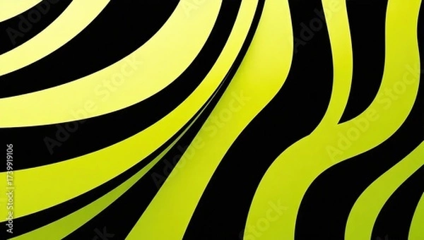 Obraz Abstract Zebra Stripes - A Dynamic Black and Yellow Pattern.