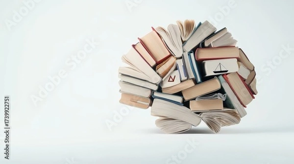 Fototapeta legal lawyer risk management concept Books arranged in a brain-like shape, symbolizing knowledge and learning.
