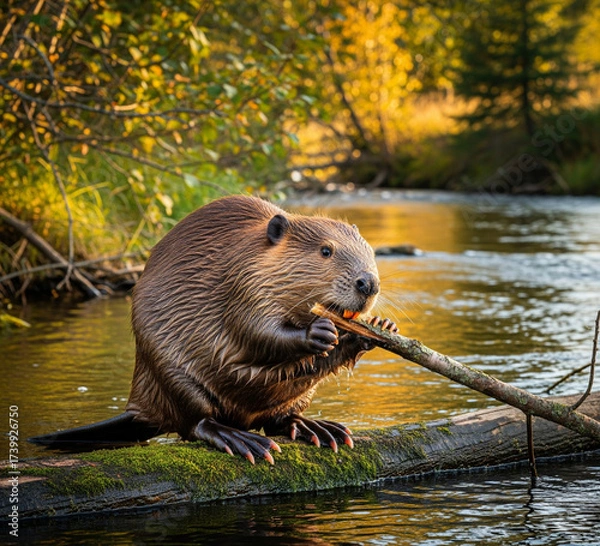 Obraz otter in the river