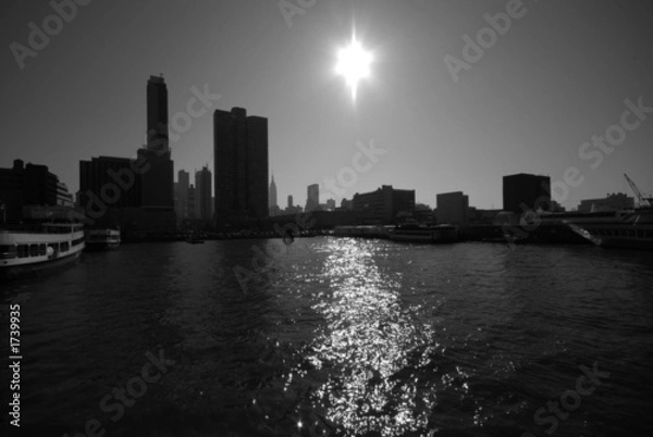 Fototapeta manhattan skyline, black and white silhouette