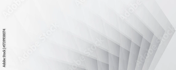 Fototapeta Abstract white and gray color, modern design stripes background with geometric shape. Vector illustration.