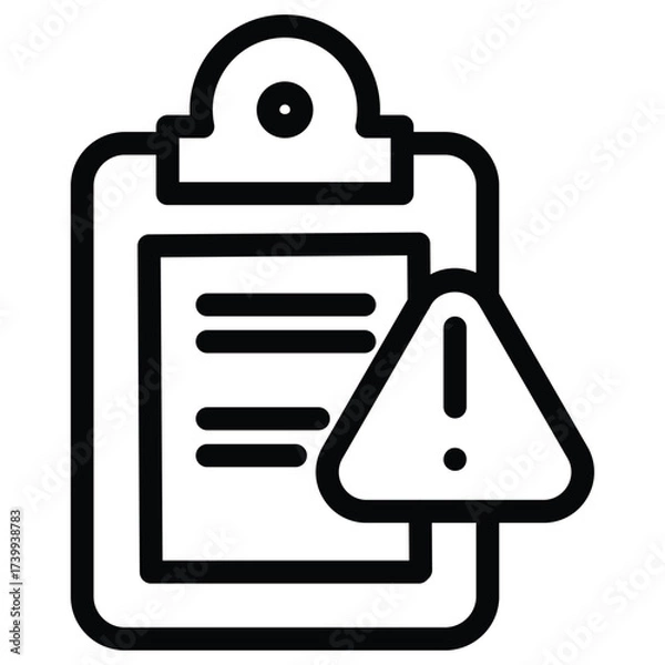 Fototapeta Clipboard and exclamation mark sign outline icon vector design good for web or mobile app