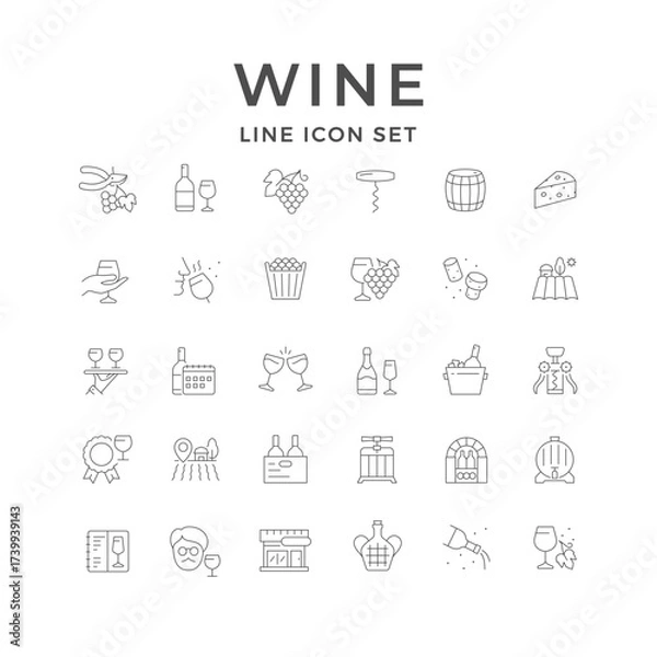 Fototapeta Set line icons of wine