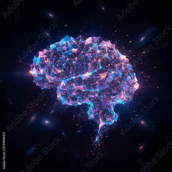 Fototapeta Digital representation of a neural network and brain connections in futuristic style