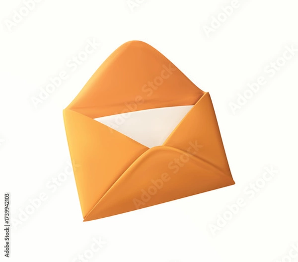 Obraz open Envelope with Message isolated vector 3d icon on white background for representing email, notifications, or digital correspondence in web and mobile interfaces.