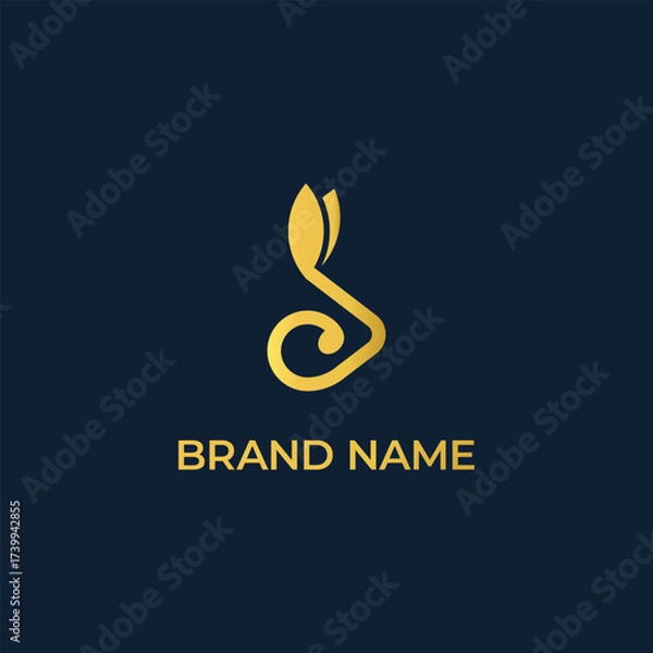 Fototapeta luxury letter C with Bunny minimalist logo vector
