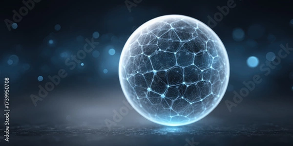 Fototapeta Hydrogen engine innovation in renewable energy macro view of glowing sphere science green technology insights
