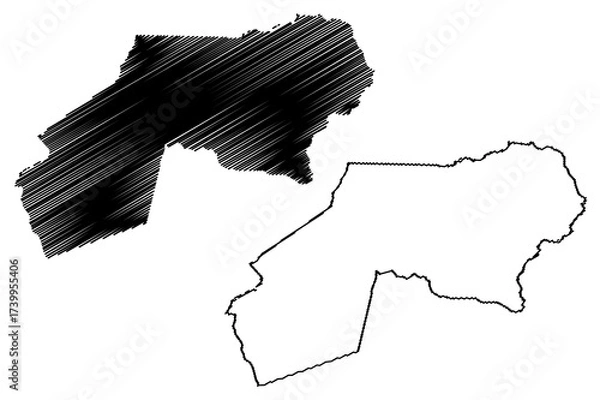 Obraz Ogooue-Ivindo Province (Subdivisions of Gabon, Gabonese Republic) map vector illustration, scribble sketch Ogooue Ivindo map