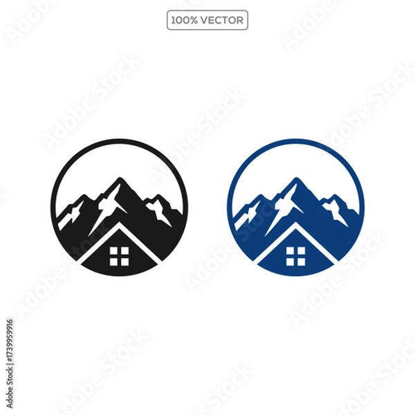 Obraz Mountain house combination logo design vector illustration template